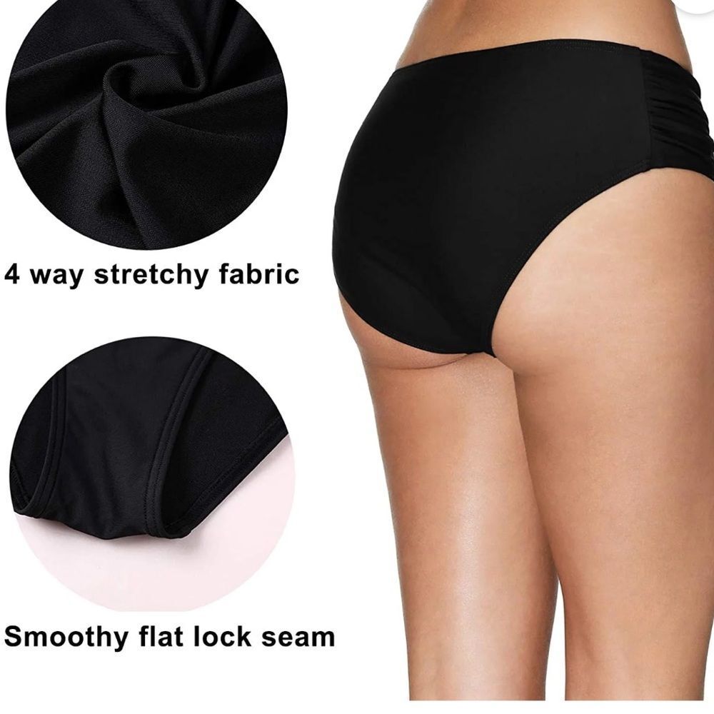 Attraco Sports Black Side Ruched Bikini Bottom, Size S, NWT - Picture 2 of 11